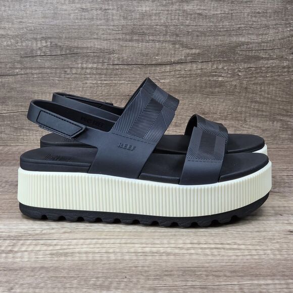 Reef Shoes - Reef Water Vista Higher Platform Women's Size 9 Black Cream Sandals